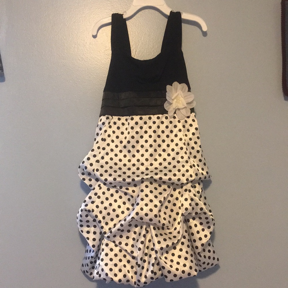 Girls iZ Byer formal dress black/white polka dot